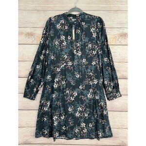 Velvet by Graham & Spencer Long Sleeve Keyhole Floral Slip Dress Women's M Green